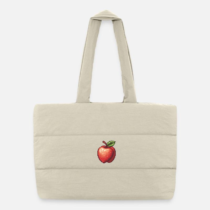 Retro Pixel Apple Puffer Shopping Bag