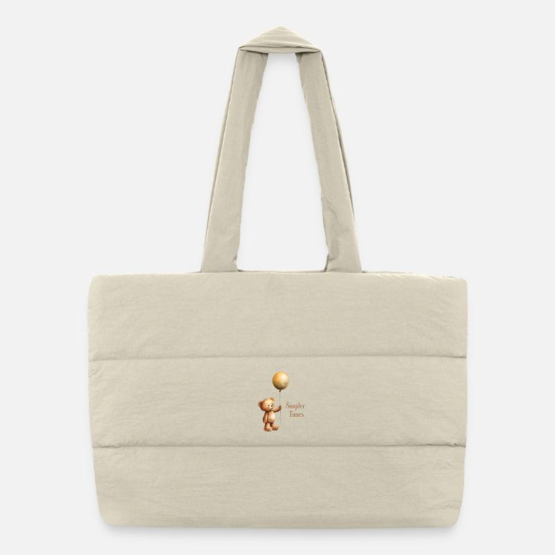 Teddy Bear with Balloon Simpler Times Puffer Shopping Bag