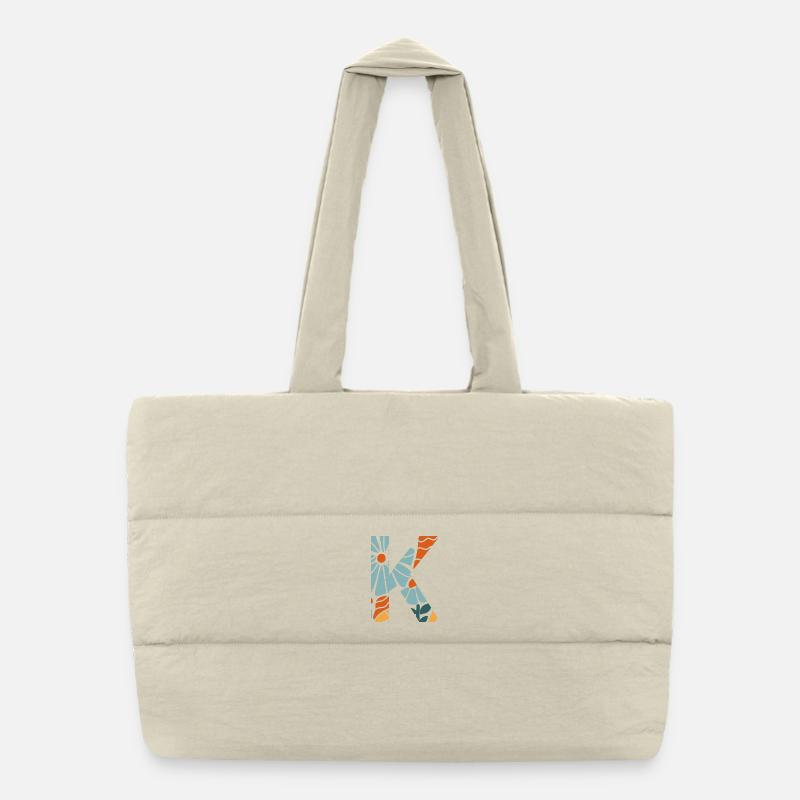 Lettre k fleurs groovy idée cadeau  Sac shopping matelassé