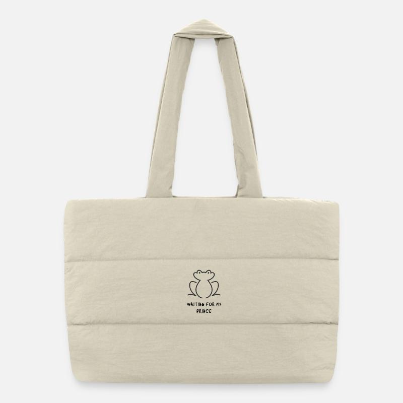 Frog Line Art Silhouette Puffer Shopping Bag