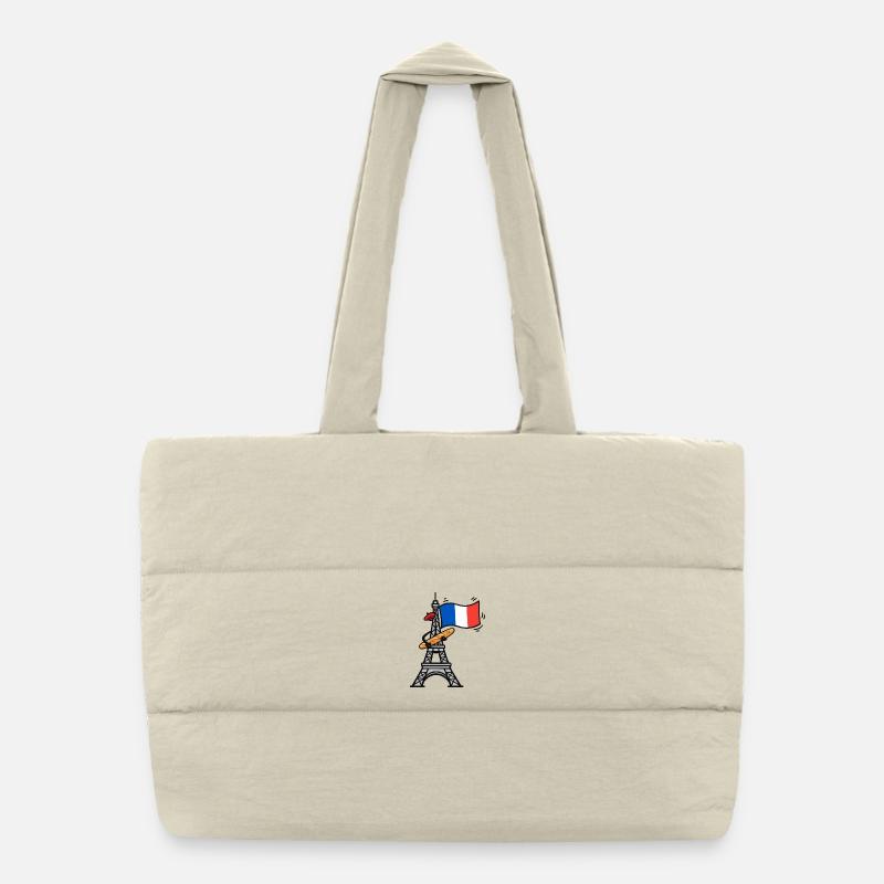 Baguette drôle de drapeau français de la Tour Eiffel Sac shopping matelassé