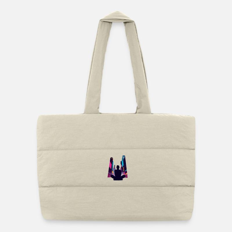 Zen in the Neon City Puffer Shopping Bag