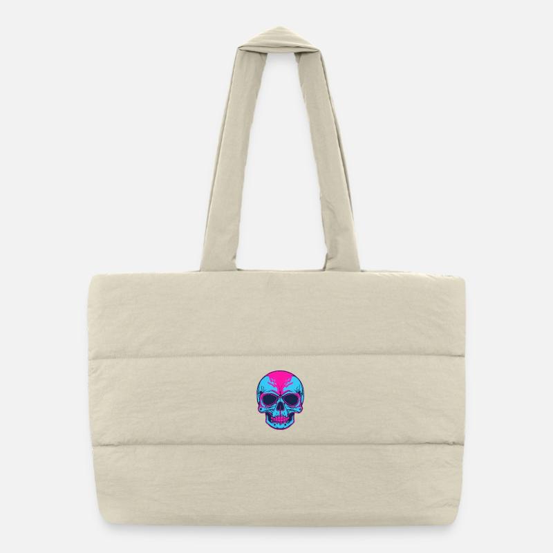 Neon Skull Pink Blue Puffer Shopping Bag