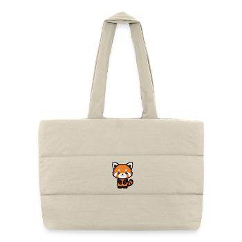 Panda roux - dessin mignon, animal doux - Sac shopping matelassé - blanc naturel - Devant