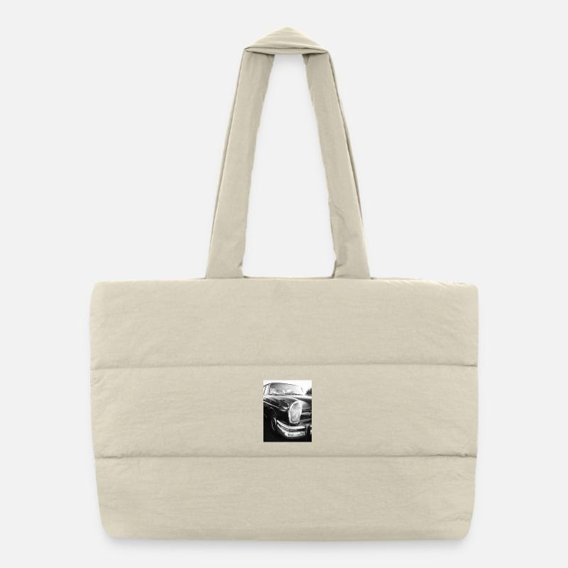 Automobile vintage en noir et blanc Sac shopping matelassé