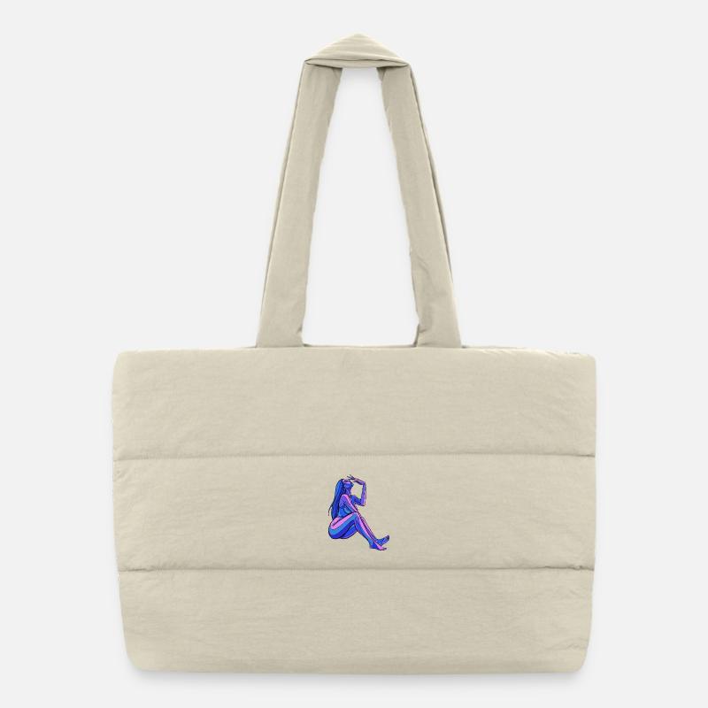 Abstract Blue Woman Figure Puffer Shopping Bag