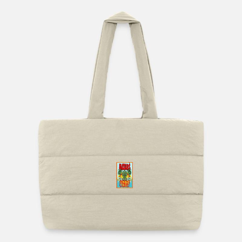 Tropical Dragon Palm Clash Puffer Shopping Bag
