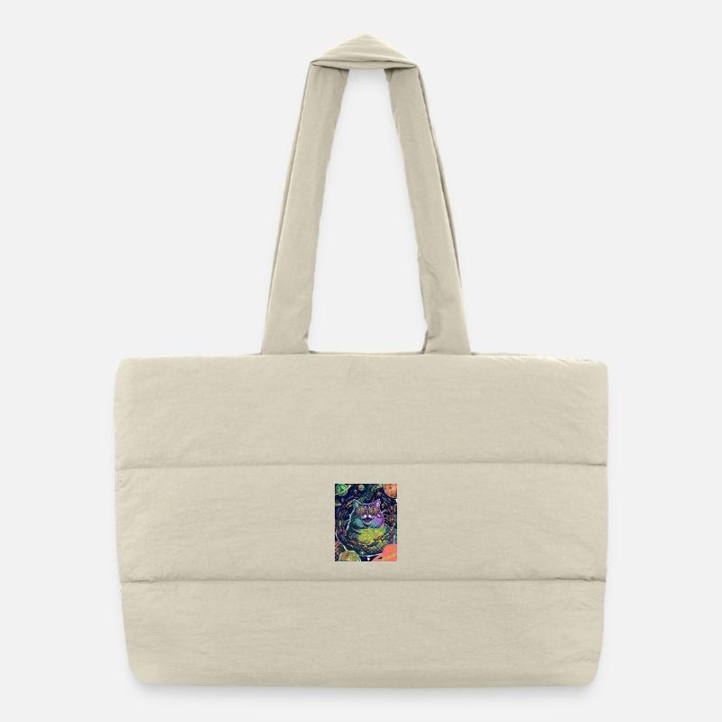 Katze Hippie Weltraum Puffer-Einkaufstasche