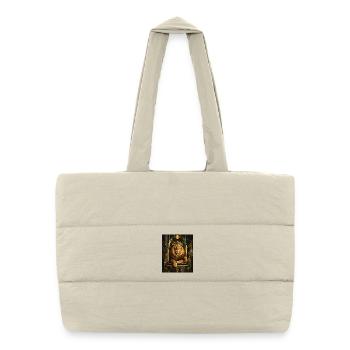 Lion avec couronne en or - Sac shopping matelassé - blanc naturel - Devant