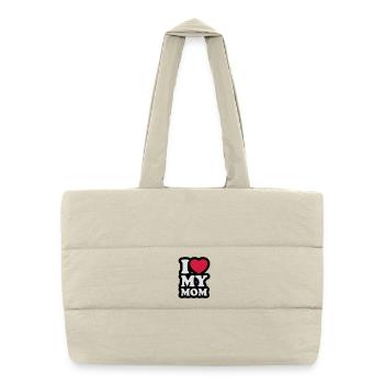 I love my mom - J'aime ma maman - Sac shopping matelassé - blanc naturel - Devant