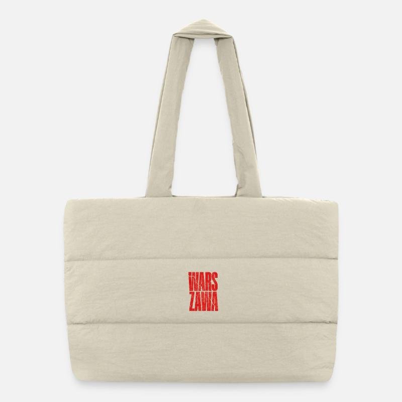 Lettrage Warszawa avec motif de plan de la ville Sac shopping matelassé