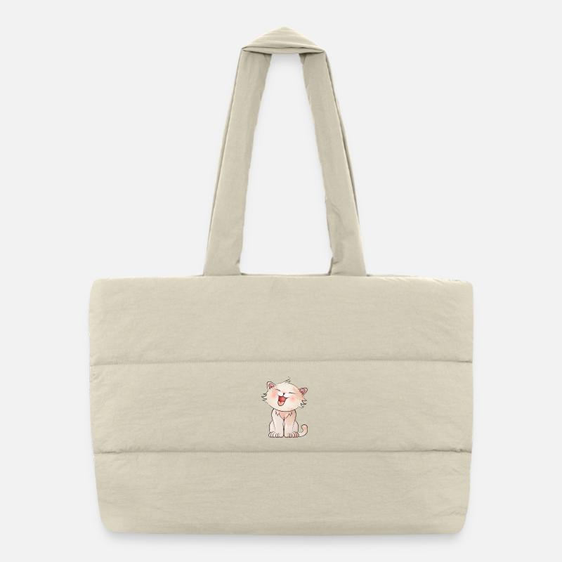 Cute meowing cat in comic style Puffer Shopping Bag