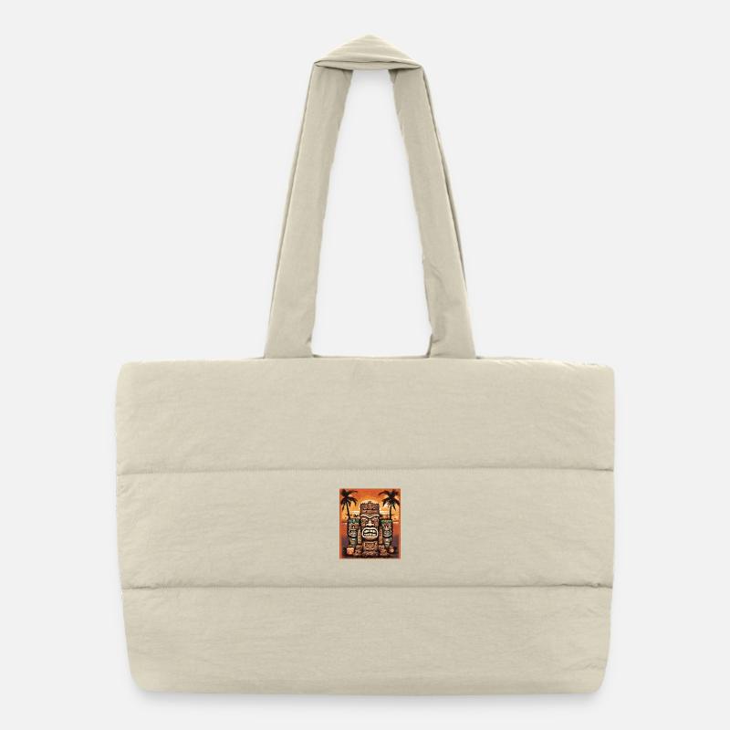 Tiki Statues Puffer Shopping Bag