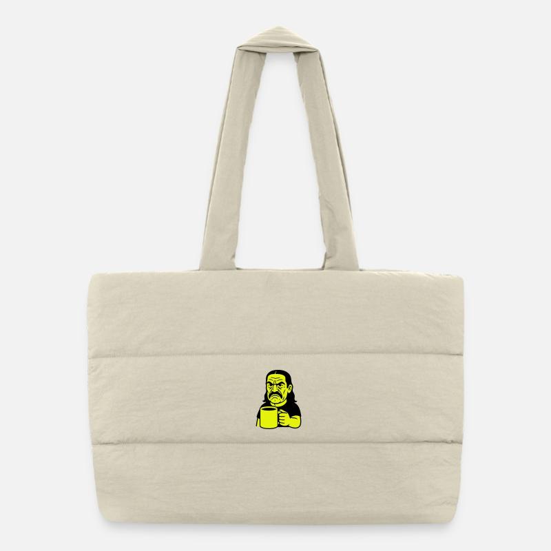 Angry Coffee Man Puffer Shopping Bag