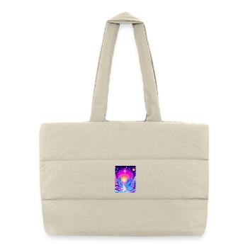 « Rêves de forêt cosmique - Voyage au coucher du soleil au néon » - Sac shopping matelassé - blanc naturel - Devant