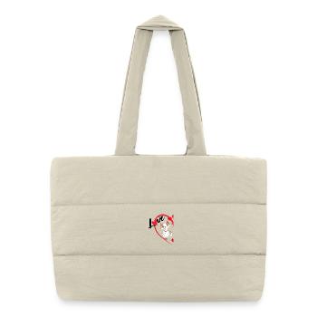 Katze mit der Aufschrift Liebe halbes Herz - Puffer-Einkaufstasche - Naturweiß - Vorne