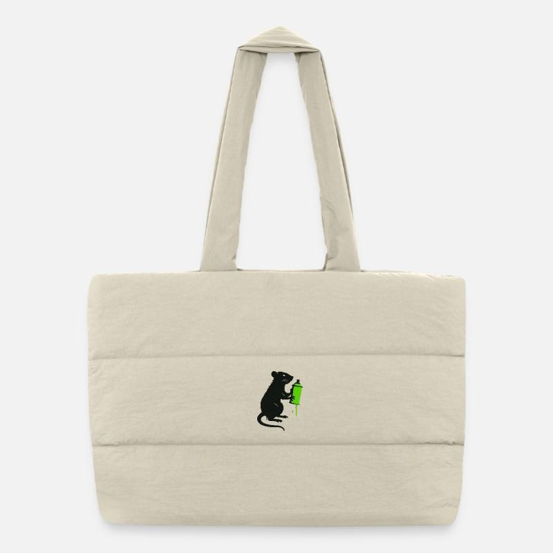 Scientific Rat Illustration with Syringe Puffer Shopping Bag