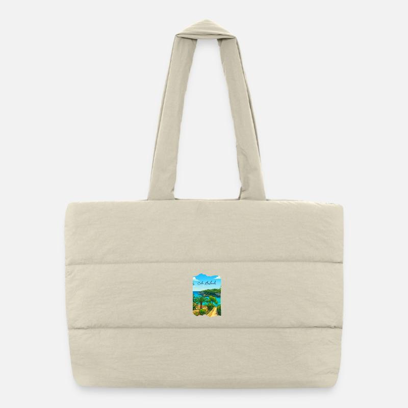 Cala Lombards - Majorca - Puffer Shopping Bag - natural