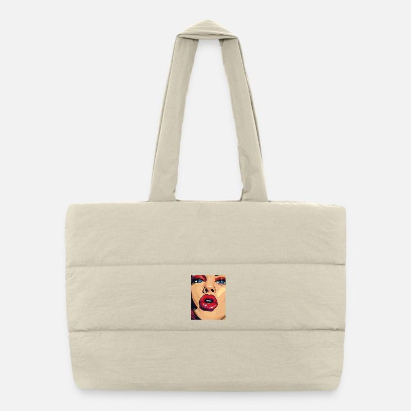 Look rouge à lèvres pop art Sac shopping matelassé