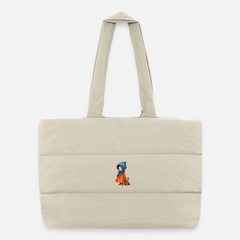 Fille à pois et ours Sac shopping matelassé