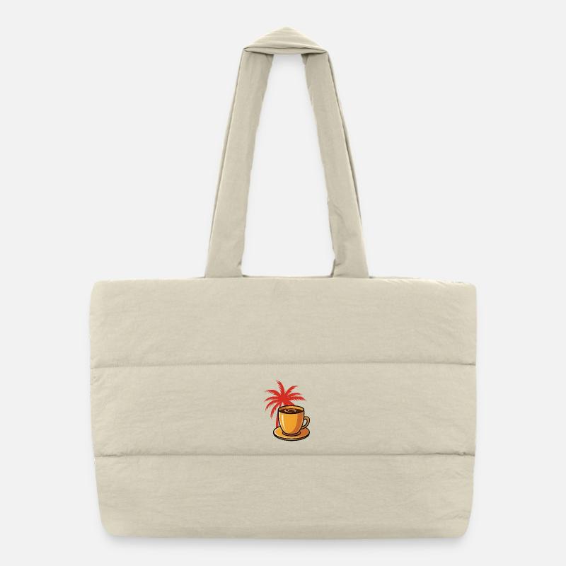 Tropical Coffee Palm Style - Puffer Shopping Bag - natural