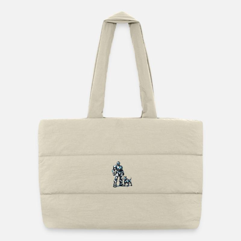 Kampfroboter Duo: Metallische Begleiter Puffer-Einkaufstasche