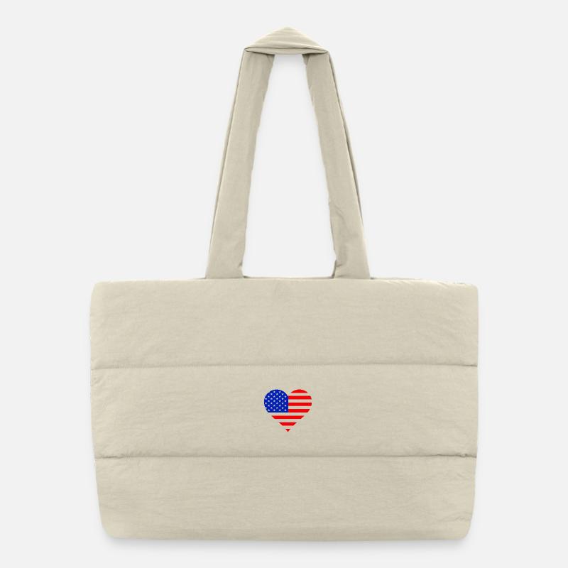Coeur Drapeau US  Sac shopping matelassé