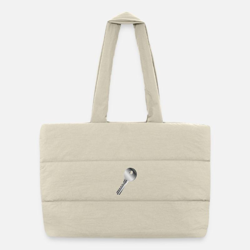 silver-colored single key Puffer Shopping Bag