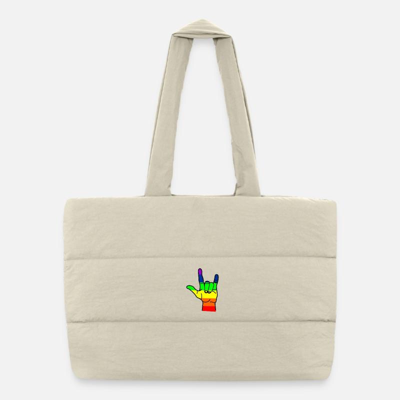 Respect de la main arc-en-ciel Sac shopping matelassé