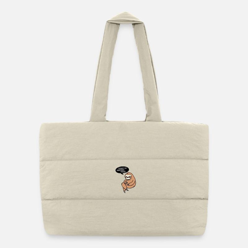 Sloth Lazy Animal Mammal Sleeping Statement Puffer Shopping Bag