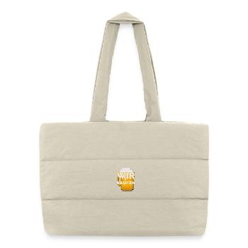 Wir Saufen Pixel Bier Motiv - Puffer-Einkaufstasche - Naturweiß - Vorne