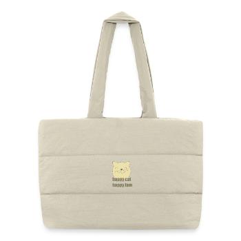 happy cat happy fam - Puffer Shopping Bag - natural - Front