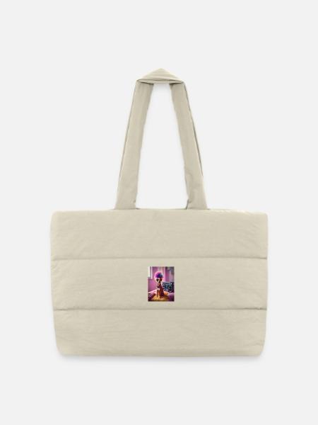 Punk dog with sunglasses and boombox - Puffer Shopping Bag - natural
