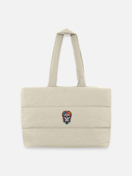 Festlicher Dia de los Muertos, Tag der Toten - Gesteppte Shopping Bag - Naturweiß