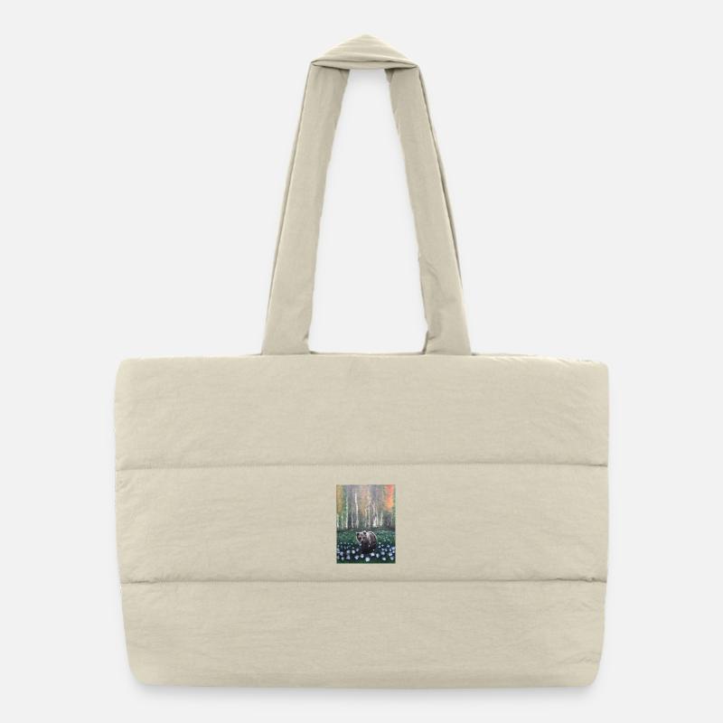 Ours dans la scène de forêt enneigée Sac shopping matelassé