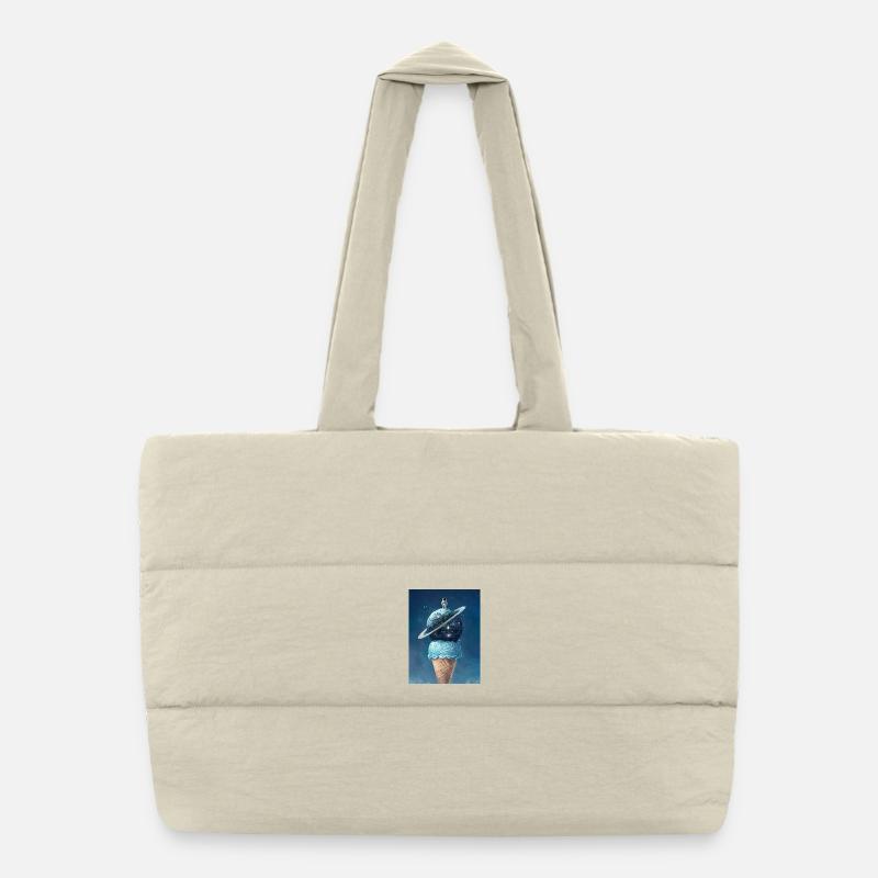 Helado espacial y astronauta en la cima Puffer Shopping Bag