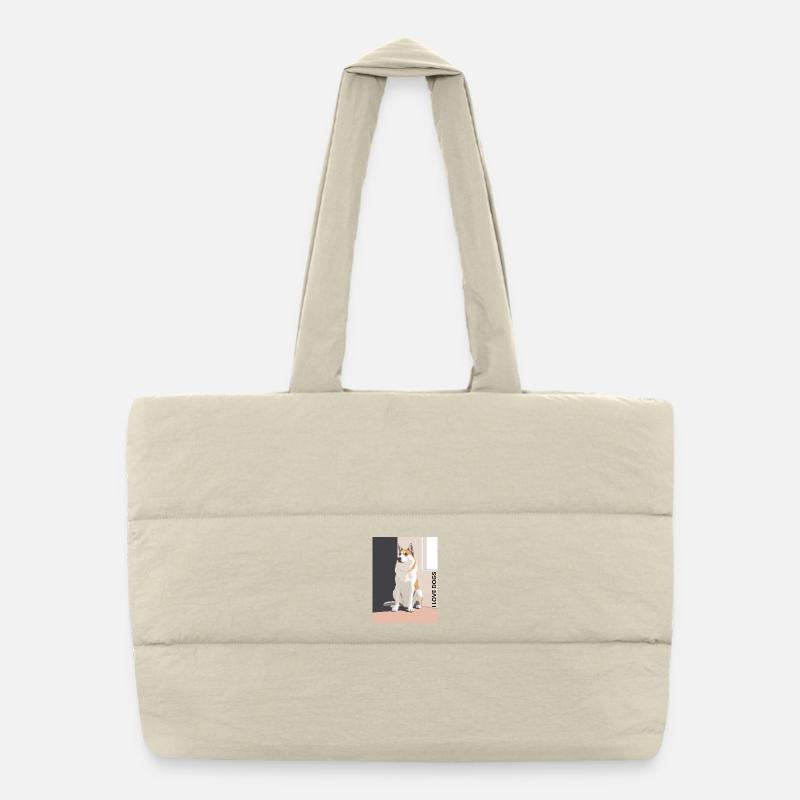 Joli portrait de chien avec un dicton affectueux Sac shopping matelassé