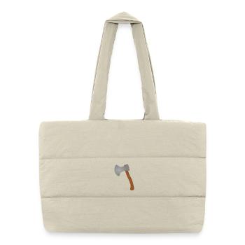 Woodland Axe Illustration T-Shirt - Puffer Shopping Bag - natural - Front