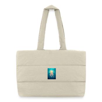 Comic style box jellyfish, transparent cube-shaped - Puffer Shopping Bag - natural - Front