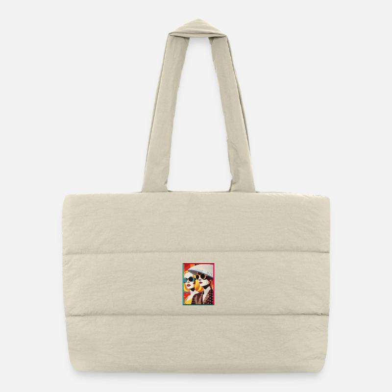 Moderne Pop-Art Damen im Strandstil Sonnenbrillen Puffer-Einkaufstasche