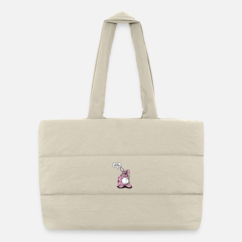 Ironic Cartoon Rabbit Puffer Shopping Bag