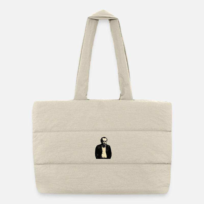 Noir Charles Bukowski portrait Puffer Shopping Bag