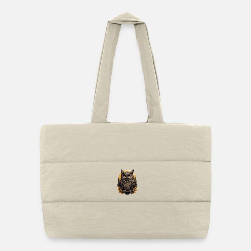 Weise Eulen im Herbstwald Puffer-Einkaufstasche
