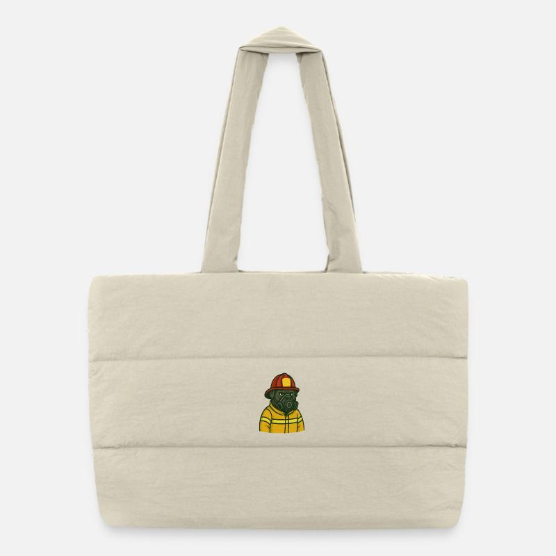 Gas Mask Firefighter Puffer Shopping Bag