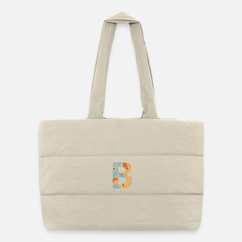 Buchstabe b groovige Blumen Geschenkidee Puffer-Einkaufstasche