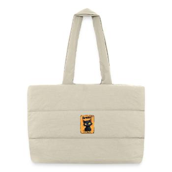 Not a Big Fan – Grumpy Black Cat  - Puffer Shopping Bag - natural - Front