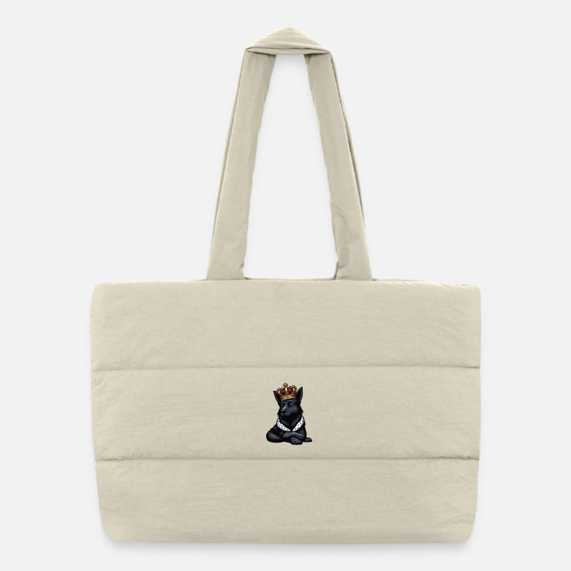 Black German Shepherd German Shepherd Owner Puffer Shopping Bag