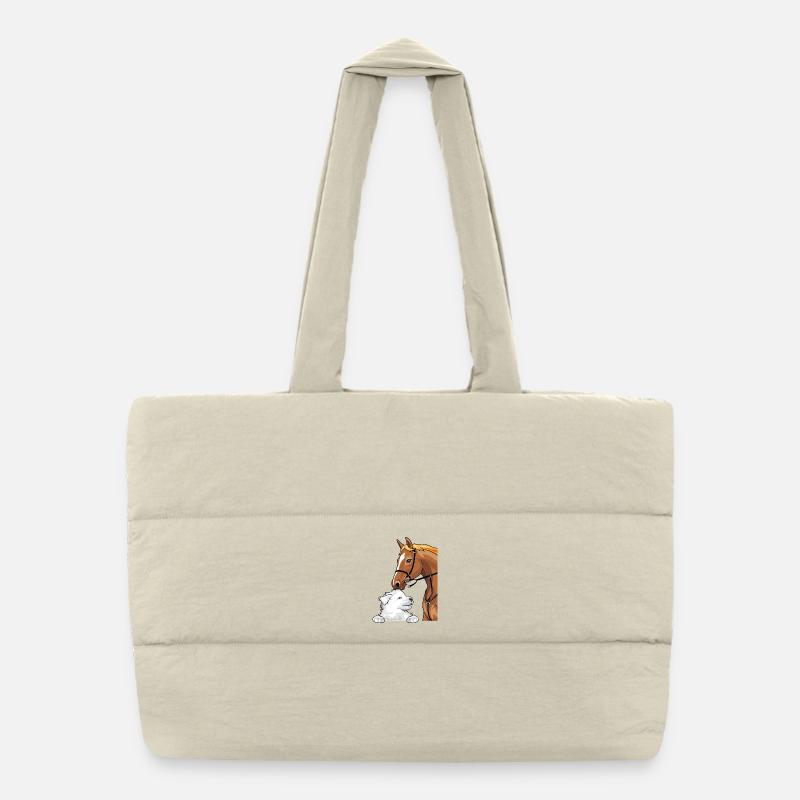 Chiot de berger suisse blanc et cheval rouge Sac shopping matelassé
