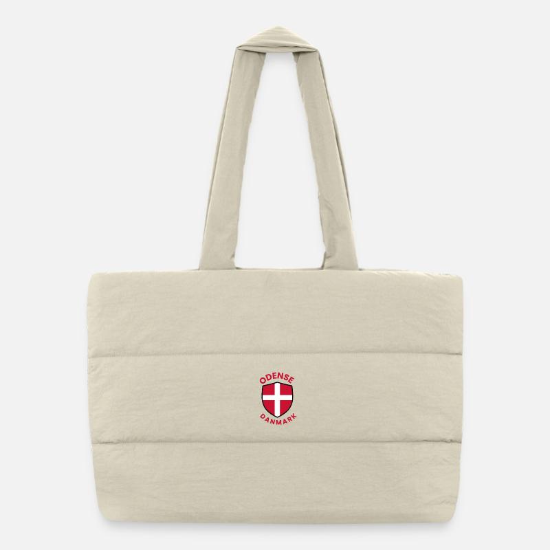 Odense Denmark Flag Crest Puffer Shopping Bag