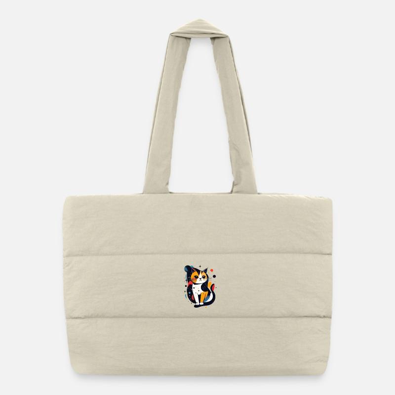 Pop Art Cat Cosmos Digital Art Motif Puffer Shopping Bag